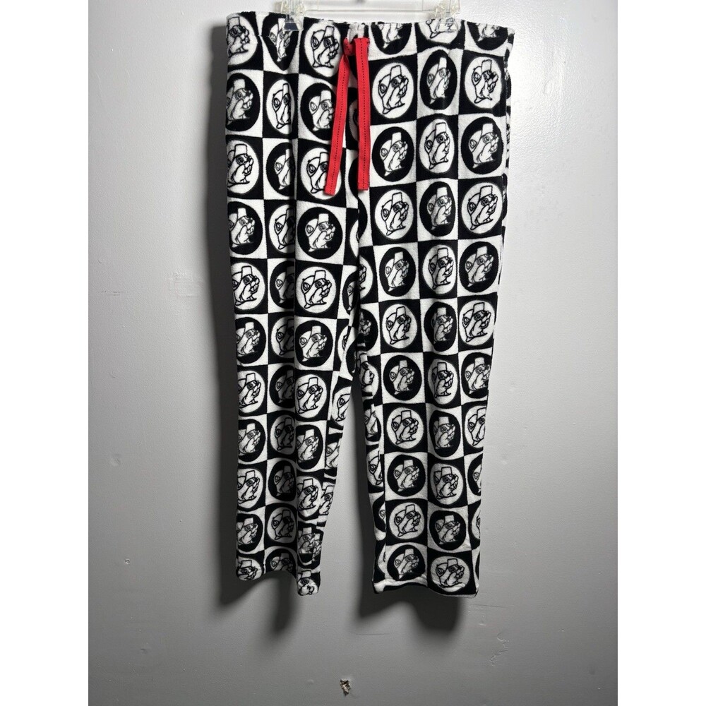 Buc-ee's Men's Fleece Check Logo Drawstring Pajama Pants 2XL Black/White/Red